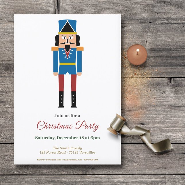 Convite de festas de Natal Simples para o Nutcrack (Simple Nutcracker Christmas Party Invitation)