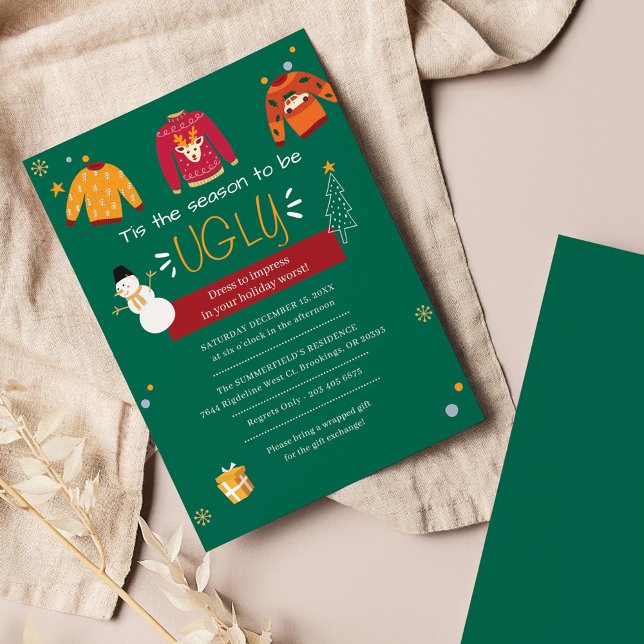 Convite de festas de Natal suave (Annual Christmas Ugly Sweater Party Invitation)