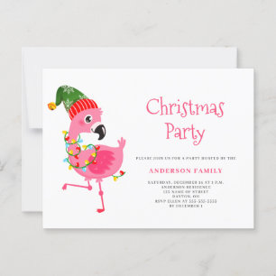 Convite de festas de Natal Tropical Rosa Flamingo