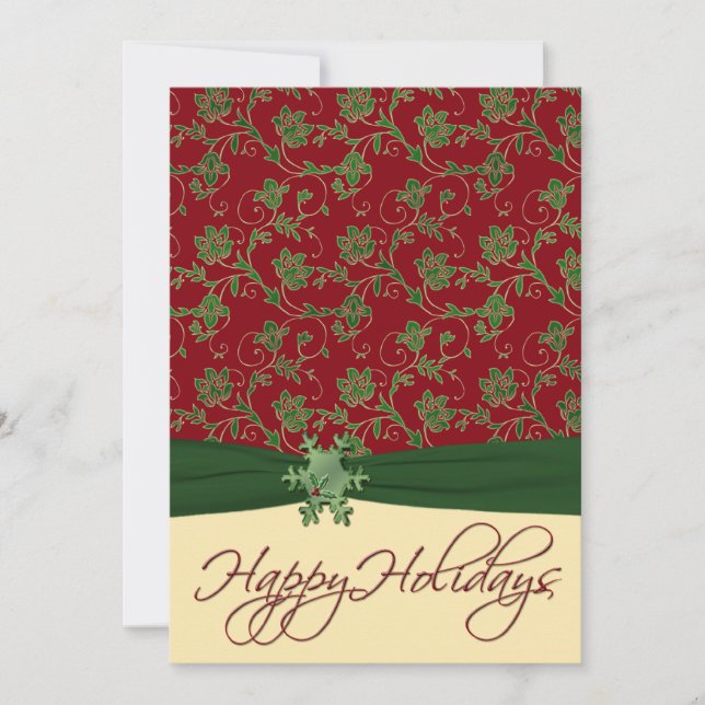 Convite de festas de Natal Vermelho, Verde e Creme (Frente)