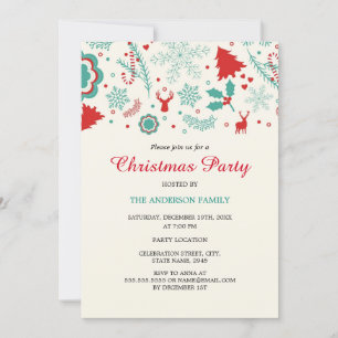 Convite de festas de Natal Vermelho Verde e Divert