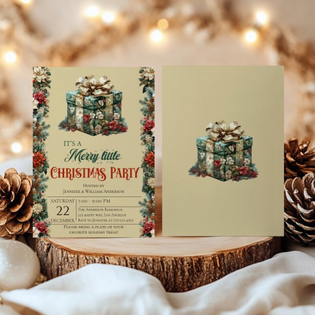 Convite de festas de Natal Vintage Gift Box (Criador carregado)