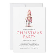 Convite de festas de Natal Vintage Pink Nutcracker