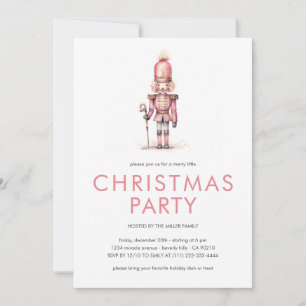 Convite de festas de Natal Vintage Pink Nutcracker