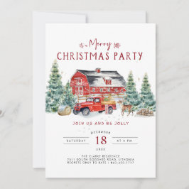 Convite de festas de Natal Vintage Red Truck