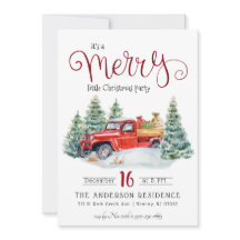 Convite de festas de Natal Vintage Red Truck