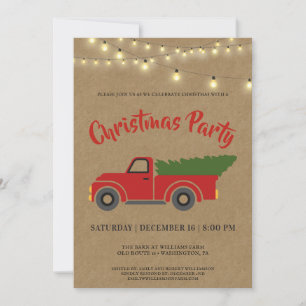 Convite de festas de Natal Vintage Red Truck