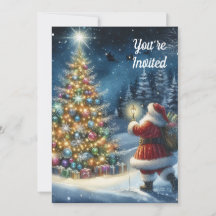 Convite de festas de Natal Vintage Santa Claus
