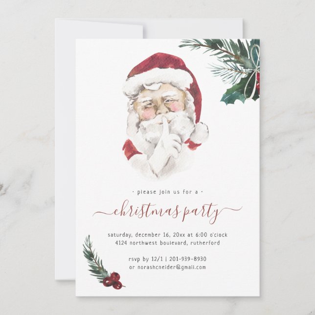 Convite de festas de Natal Vintage Santa Claus (Frente)