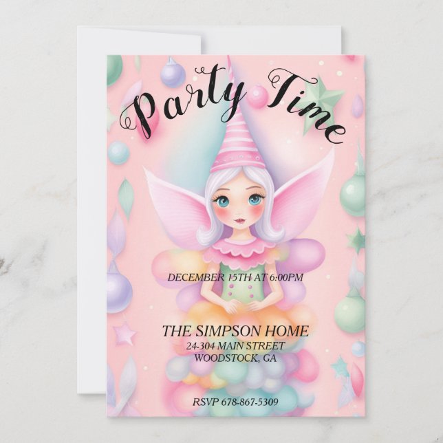 Convite de festas de Natal Whimsical Elf (Frente)