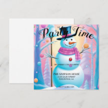 Convite de festas de Natal Whimsical Snowman