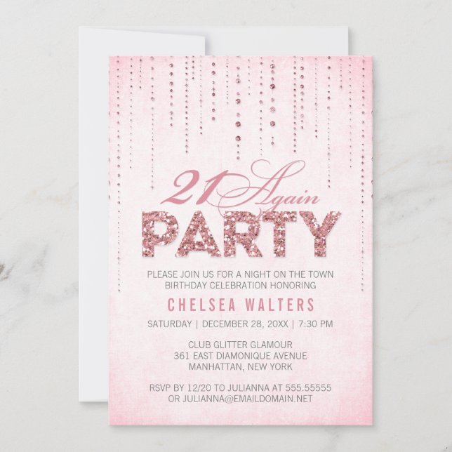 Convite de festas De Novamente Com A Visão Da Glit (Frente)