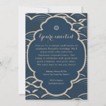 Convite de festas de onda azul inspirado no Japão