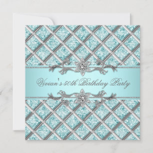 Convite de festas de Ouros Azul Prateado Todas as 