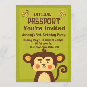 Convite de festas de Passaporte de Aniversário do