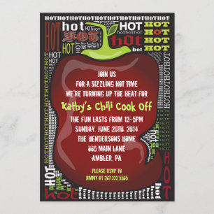 Convite de festas DE PEPPER DE CHILI QUENTE ESPEC