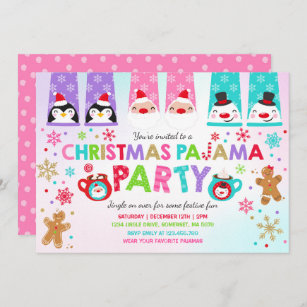 Convite de festas de pijama de Natal