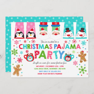 Convite de festas de pijama de Natal