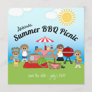 Convite de festas de piquenique anual no CHURRASCO