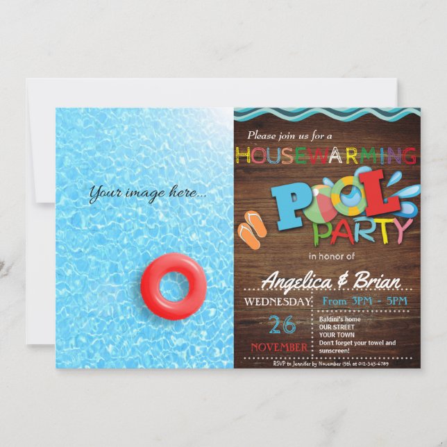 Convite de festas de Piscina (Frente)