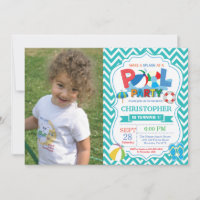 Convite de festas de piscina Aqua Splash Boy