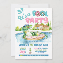 Convite de festas de Piscina da Rosquinha Croco