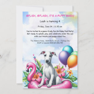 Convite de festas de Piscina de aniversário da Pup