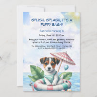 Convite de festas de Piscina de aniversário da Pup