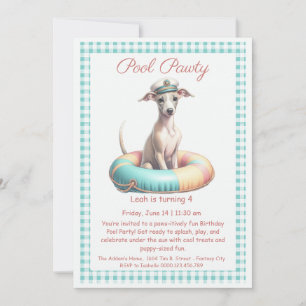 Convite de festas de Piscina de aniversário da Pup