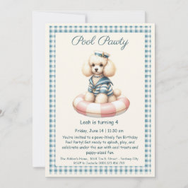 Convite de festas de Piscina de aniversário da Pup