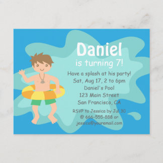 Convite de festas de Piscina de aniversário de abe