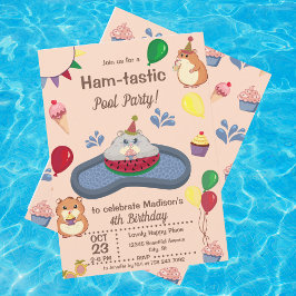 Convite de festas de Piscina de aniversário de Ham