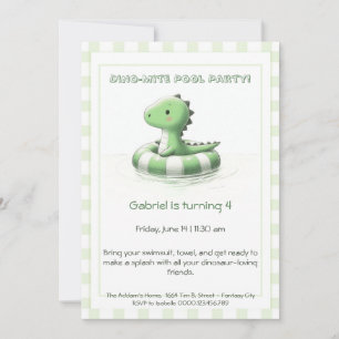 Convite de festas de Piscina de aniversário Dino-M
