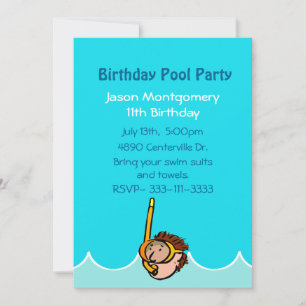 Convite de festas de Piscina de aniversário para