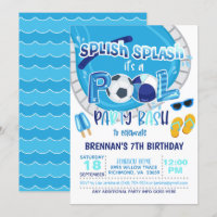 Convite de festas de Piscina de futebol - Menino