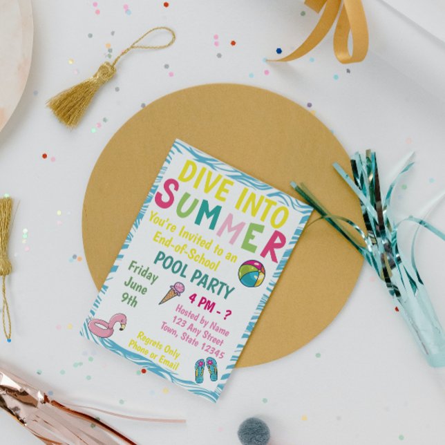 Convite de festas de Piscina de Verão (Criador carregado)