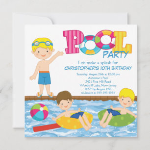 Convite de festas de Piscina de verão de aniversár