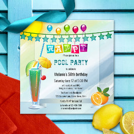 Convite de festas de Piscina de Verão para Aquarel