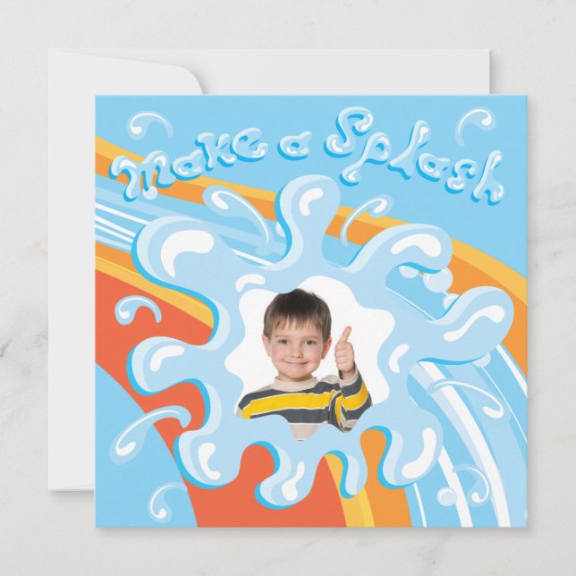 Convite de festas de Piscina do parque aquático (Frente)