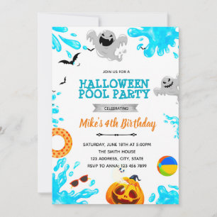 Convite de festas de Piscina Halloween