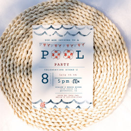 Convite de festas de Piscina Náutica de Aquarela