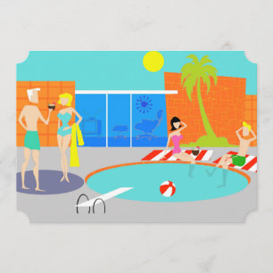 Convite de festas de Piscina Retrospectiva Persona