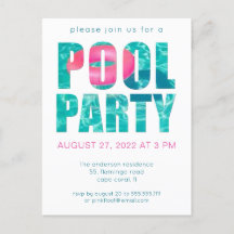 Convite de festas de Piscina tropical divertida