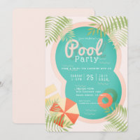 Convite de festas de Piscina tropical para adultos