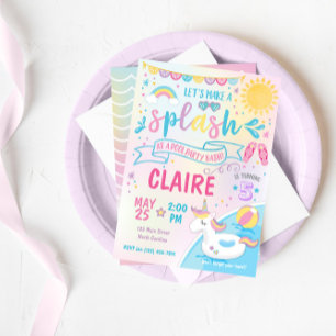 Convite de festas de Piscina Unicórn, Piscina Bash