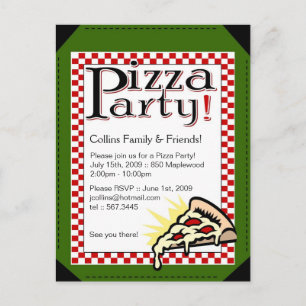 Convite de festas de pizza