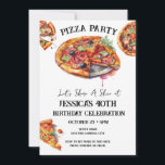 Convite de festas de pizza aniversário de 40 anos<br><div class="desc">convites de festas de pizza aquosa. Todo o texto é ajustável e fácil de mudar para as necessidades do seu próprio partido. Convites de festas de aniversários para adultos,  convites para download imprimíveis,  ideias casuais modernas de festas simples para adultos.</div>