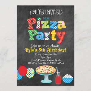 Convite de festas De Pizza De Chalkboard (Cores Pr