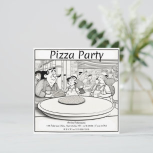 Convite de festas de pizza personalizada