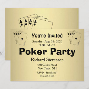Convite de festas de Poker de Texto Personalizado 